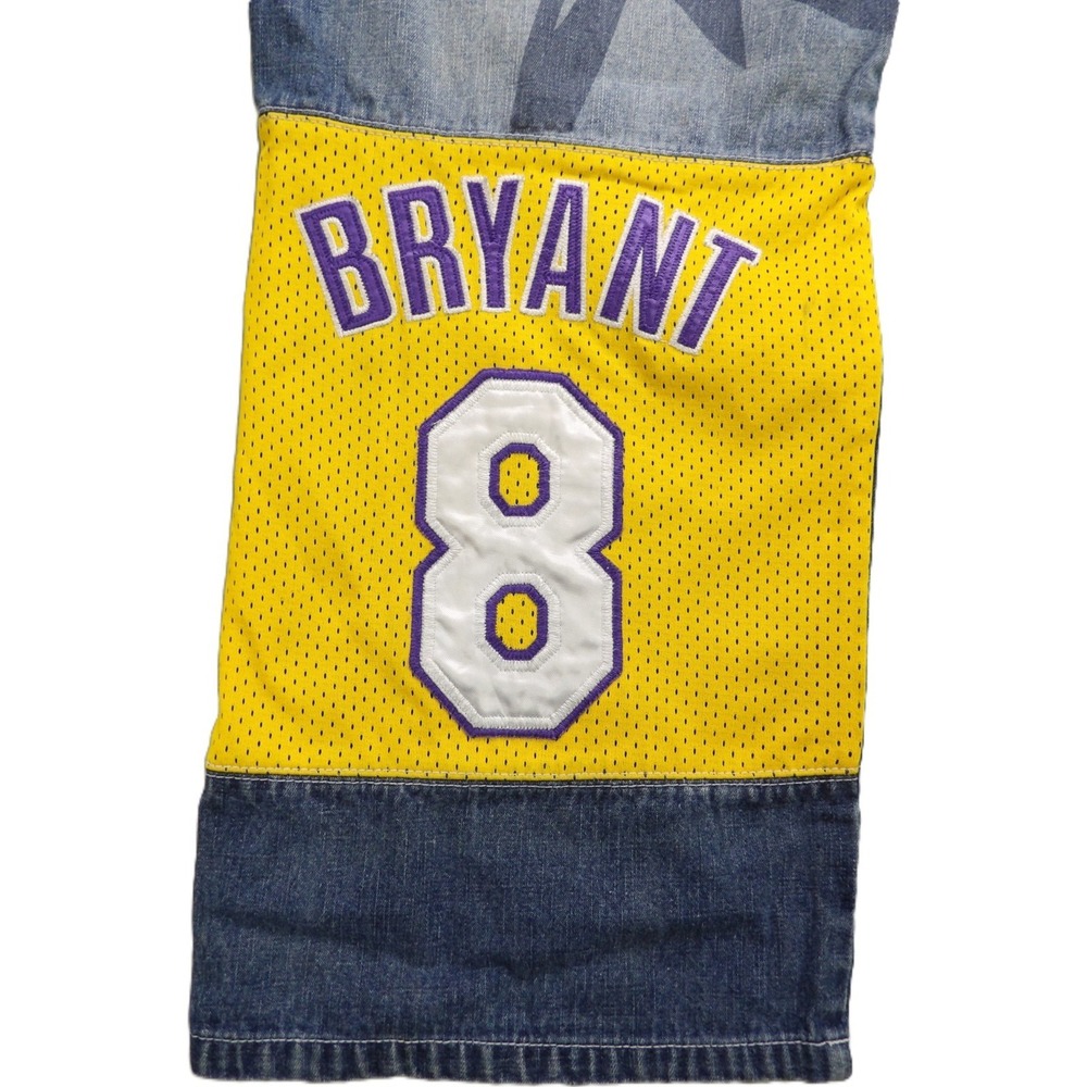 VTG UNK NBA All Star Men Jeans 38 Patchwork Jersey Bryant Iverson Baggy Denim - Picture 9 of 16
